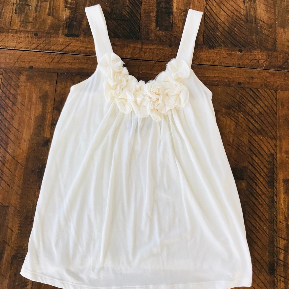 Express Flowy Top with Floral Tone on Tone Detail